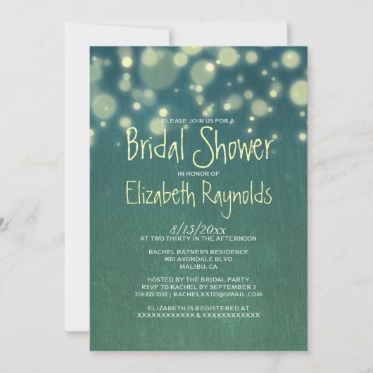 Rustic Garden Light Bridal Shower Invitations Kaart (Voorkant)