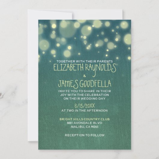 Rustic Garden Light Wedding Invitations Kaart (Voorkant)