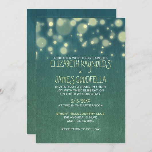 Rustic Garden Light Wedding Invitations Kaart (Voorkant / Achterkant)
