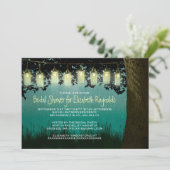 Rustic Garden Lights Bridal Shower Invitations Kaart (Staand voorkant)