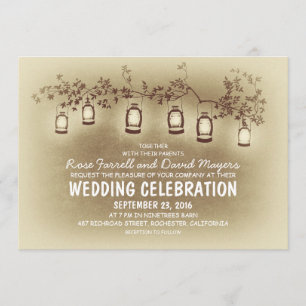 Rustic Garden Lights - Lantern Wedding Invitation Kaart