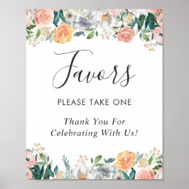 Rustic Garden Rozen Floral Wedding Favors Poster