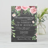 Rustic Garden Summer Chalkboard Housewarming Bbq Kaart (Staand voorkant)
