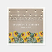 Rustic Garden Sunflower en String Lights Wedding Servetten (Voorkant)
