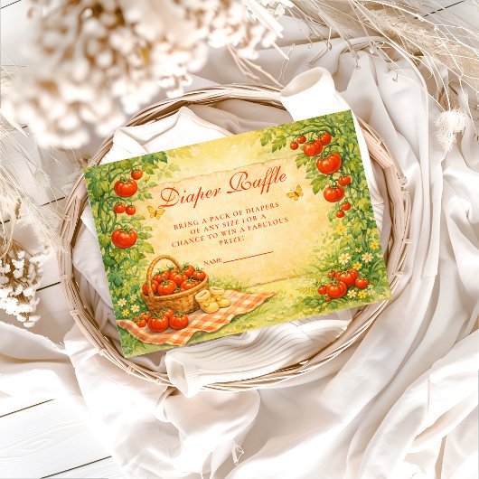 Rustic Garden Tomato Diapper Raffle Informatiekaartje