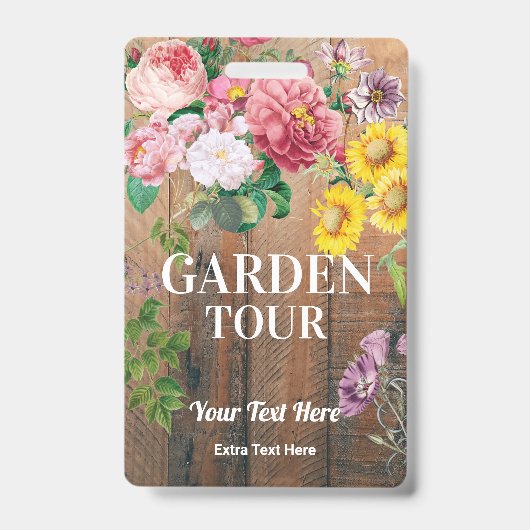 Rustic Garden Tour Badge Ticket Pass (Voorzijde)
