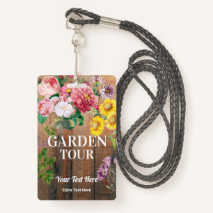 Rustic Garden Tour Badge Ticket Pass