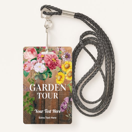 Rustic Garden Tour Badge Ticket Pass (Voorkant met draagriem)