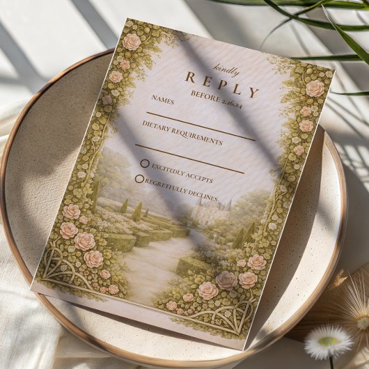 Rustic Garden Vineyard Wedding RSVP Kaartje