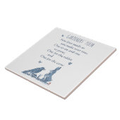 Rustic Gardener's Poem Blue & White Rabbit Crow Tegeltje (Zijkant)