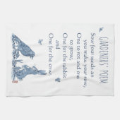 Rustic Gardener's Poem Blue & White Rabbit Crow Theedoek (Horizontaal)