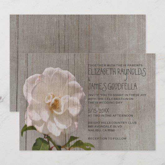 Rustic Gardenia Wedding Invitations Kaart (Voorkant / Achterkant)