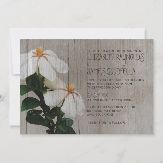 Rustic Gardenias Wedding Invitations Kaart (Voorkant)