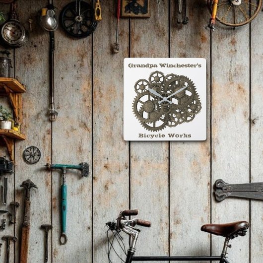 Rustic Gears Sprockets Steampunk Sjabloon Vierkante Klok