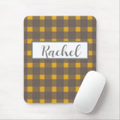 Rustic Geel Grijs Gingham  Muismat (Met muis)
