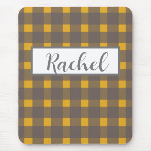 Rustic Geel Grijs Gingham Muismat
