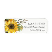 RUSTIC GEEL SUNFLOWER WATERVERF FLORAAL ADRES ETIKET (Voorkant)
