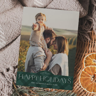 Rustic Geen Plaid 2 Foto Feestdagenkaart