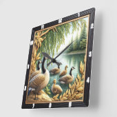 Rustic Geese Art Vierkante Klok (Hoek)