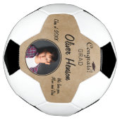 Rustic Gefeliciteerd Afstudeerder Afstuderen foto Voetbal (Gedraaid)