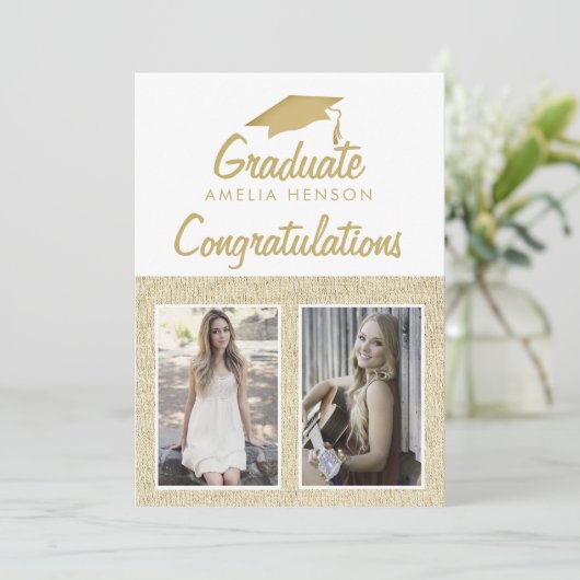 Rustic Gefeliciteerd Afstuderen 2 Foto collage Kaart (Staand voorkant)