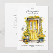 Rustic Gele Bloemendeur We Zijn Verhuisd Verhuizen Aankondiging (Voorkant / Achterkant)