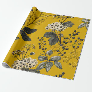 Rustic Gele Botanische Krachtige Vintage Boho Bloe Cadeaupapier
