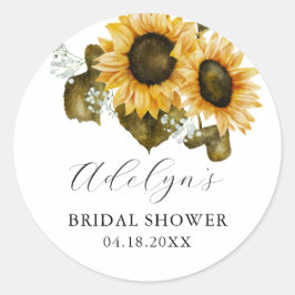 Rustic gele bruiloftsfeest favor ronde sticker