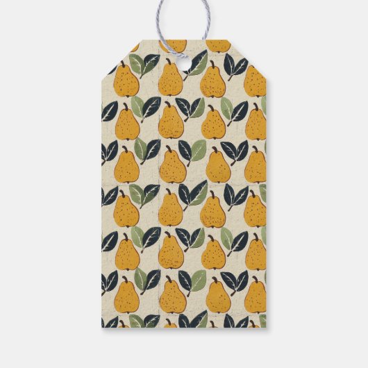 Rustic Gele Peer Bewegingen Cadeaulabel (Achterkant)
