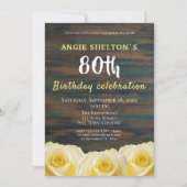 Rustic Gele Roos 80ste Verjaardag Bloemfeest Kaart (Voorkant)