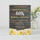 Rustic Gele Roos 80ste Verjaardag Bloemfeest Kaart (Staand voorkant)