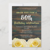 Rustic Gele Roos 80ste Verjaardag Bloemfeest Kaart (Voorkant)