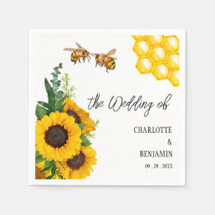Rustic Gele Zonnebloem & Bijen Bruiloft  Servet