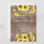 Rustic Gele Zonnebloem Bruidsontbijt Brunch Kaart (Voorkant)