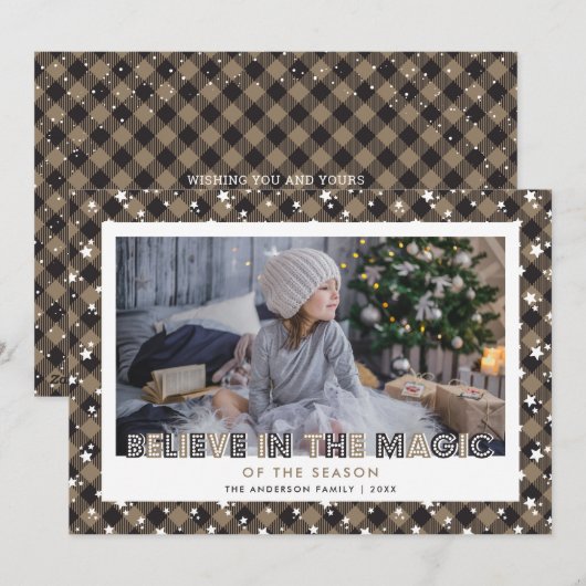 Rustic gelooft in de magische kerstkaarten feestdagenkaart (Voorkant / Achterkant)