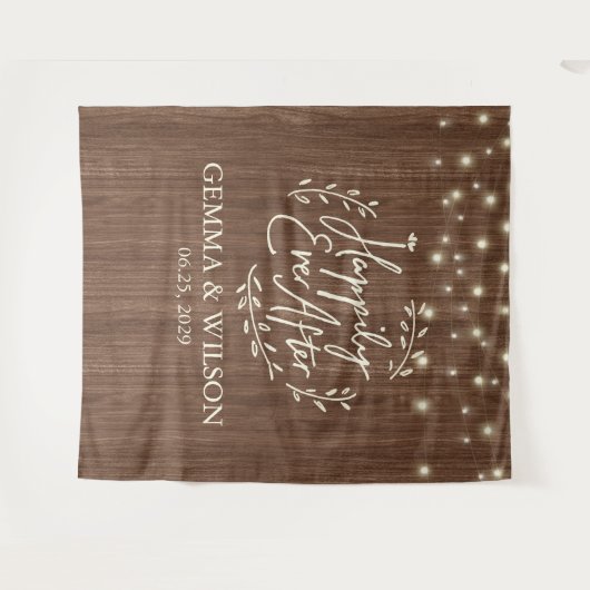 Rustic gelukkig ooit na het binden van de ladingli wandkleed (Voorkant (horizontaal))