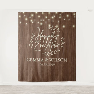 Rustic gelukkig ooit na het binden van de ladingli wandkleed