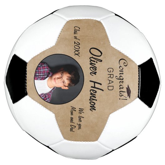 Rustic Gelukwensen Afstudeerfoto Voetbal (Gedraaid)