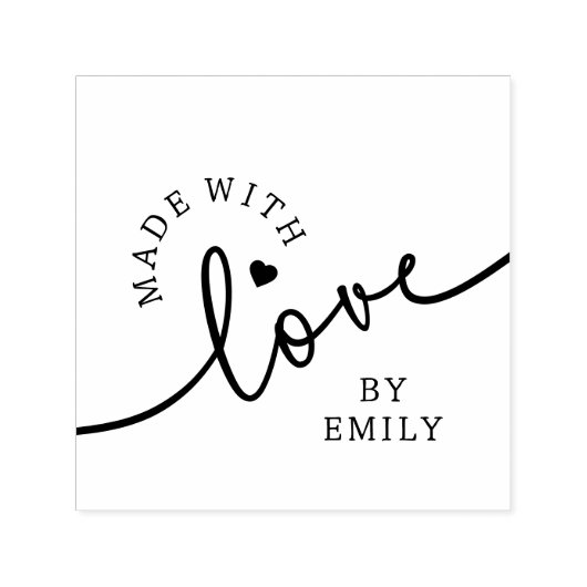 Rustic Gemaakt met Liefde Script Hart Handgemaakt Zelfinktende Stempel (Design)