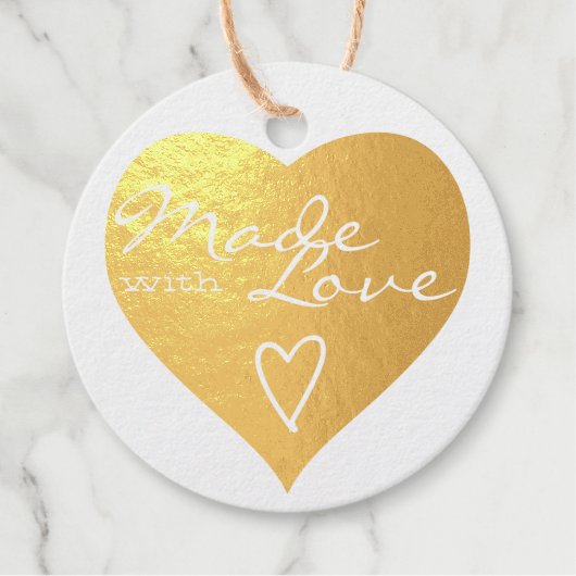 Rustic gemaakt met Love Heart Symbol Kraft Paper Bedankjes Labels (Voorkant)