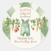 Rustic Gender Neutral Little Sprout Baby Shower Ronde Sticker (Voorkant)