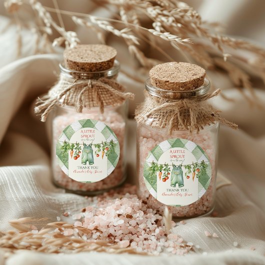 Rustic Gender Neutral Little Sprout Baby Shower Ronde Sticker