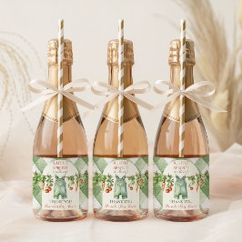 Rustic Gender Neutral Little Sprout Baby Shower Sparkling Wijnetiket