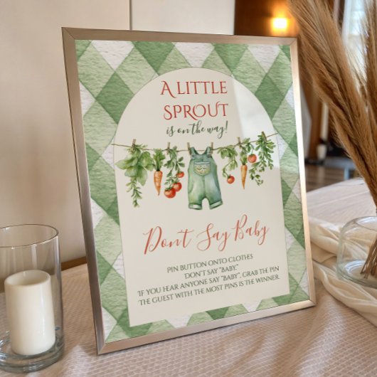 Rustic Gender Neutral Sprout Baby Shower Fun Game Poster
