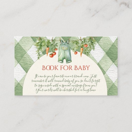 Rustic Gender Neutral Sprout Book For Baby Shower Informatiekaartje (Voorkant)