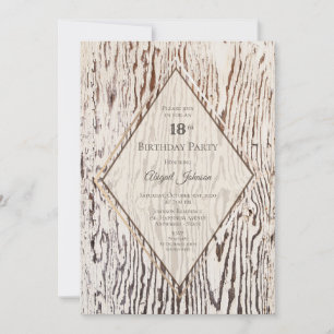 Rustic Geometric Barn Wood 18th Birthday Party Kaart
