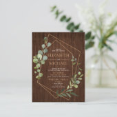 Rustic Geometric Eucalyptus Wood Foto bruiloft Aankondigingskaart (Staand voorkant)