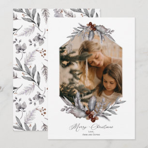 Rustic Geometric Kerstmis Greenery Foto Lijst Feestdagenkaart