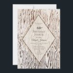 Rustic Geometric Wood Grain 40th Birthday Dinner Kaart<br><div class="desc">Een moderne rustige houtweddenboon,  uitnodiging voor een 40e verjaardag.</div>
