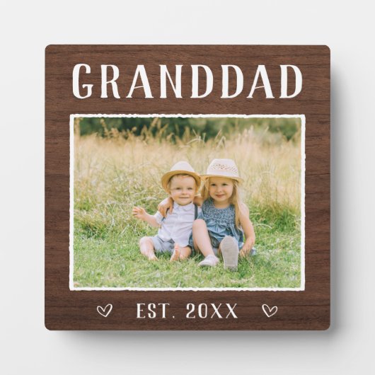 Rustic gepersonaliseerde opa opa fotoplaat (Voorkant)
